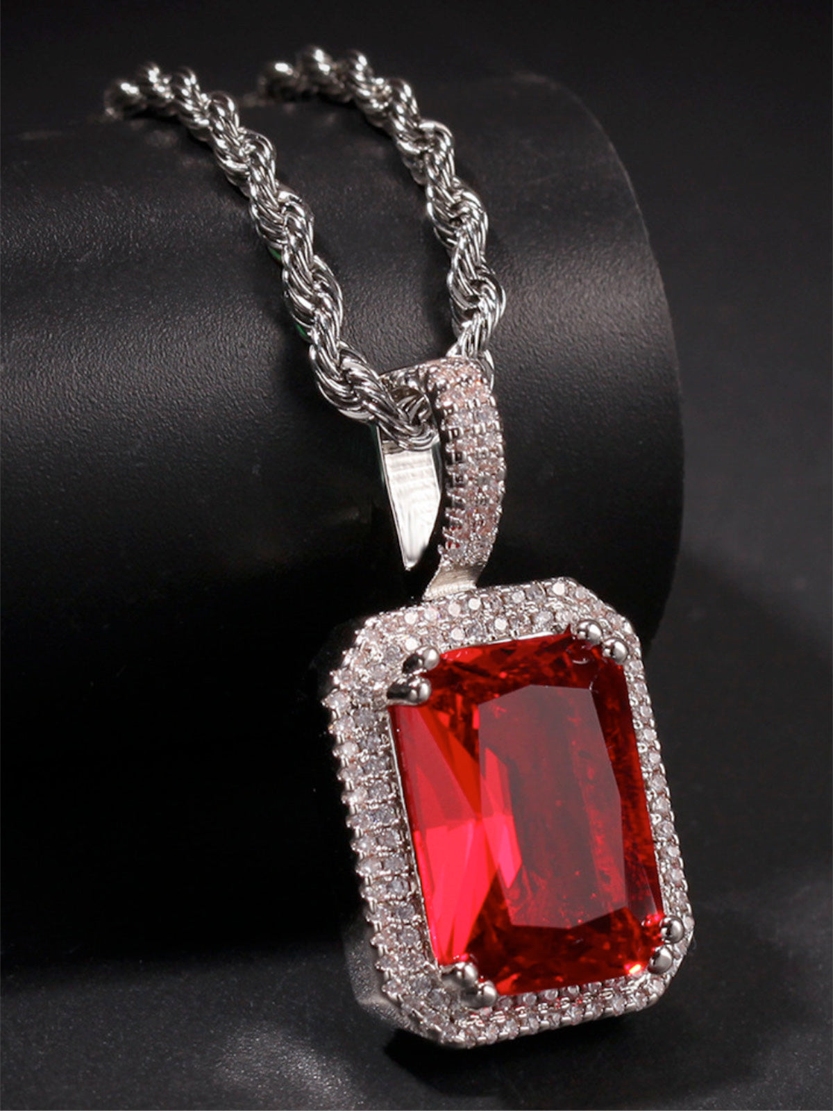 Fluorescent square gemstone Necklace