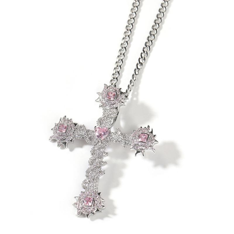 Cross Purple Diamond Necklace