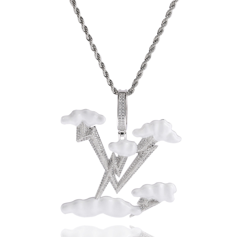 Lightning Cloud Luxury Initial Diamond Necklace