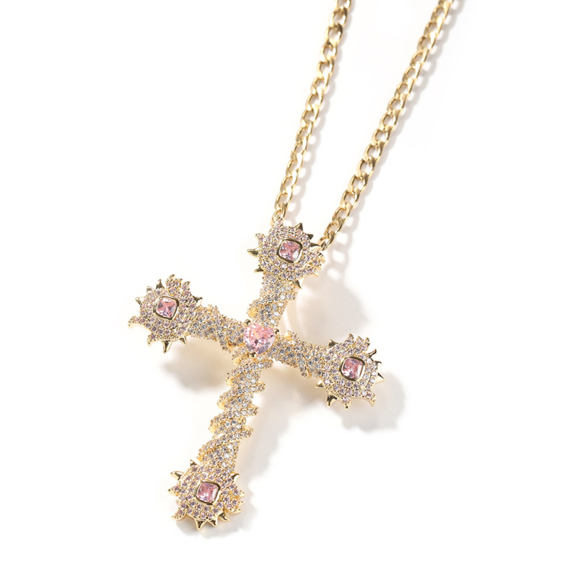 Cross Purple Diamond Necklace