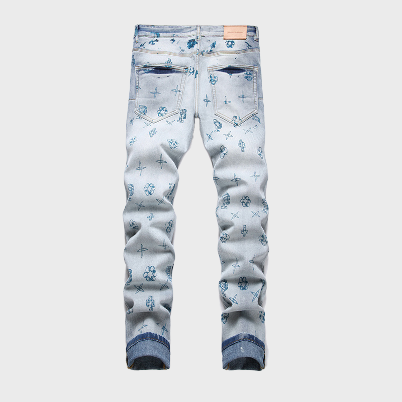 MULTI PATTERN SLIM FIT JEANS