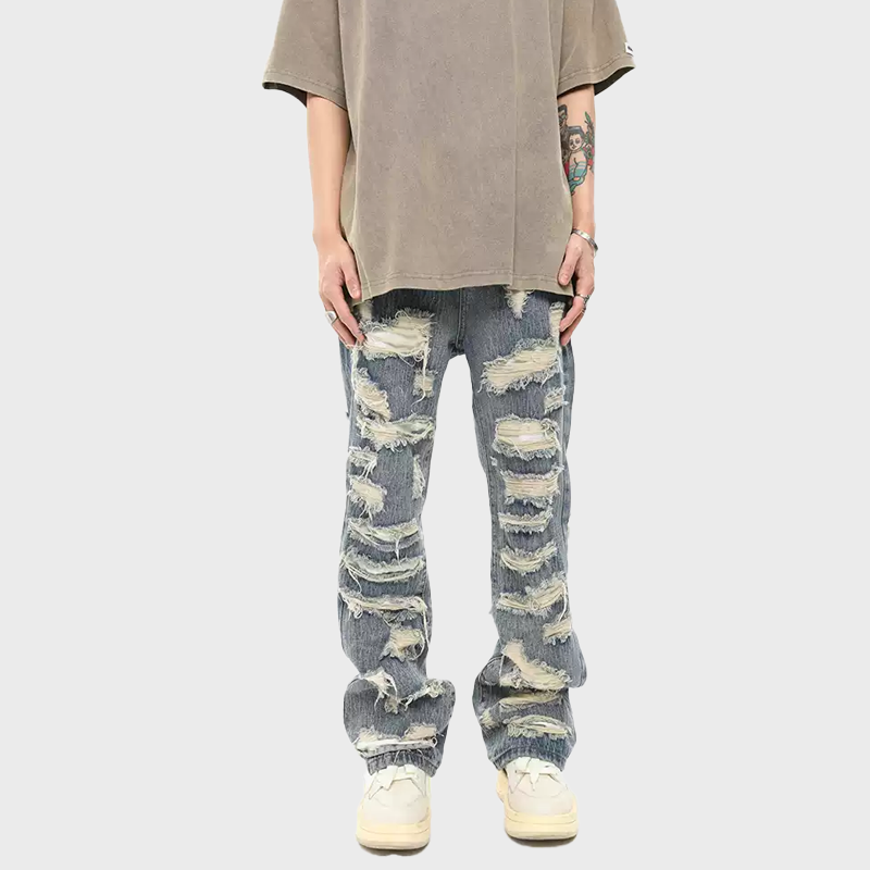 PATCHED DISTRESSED JEANS