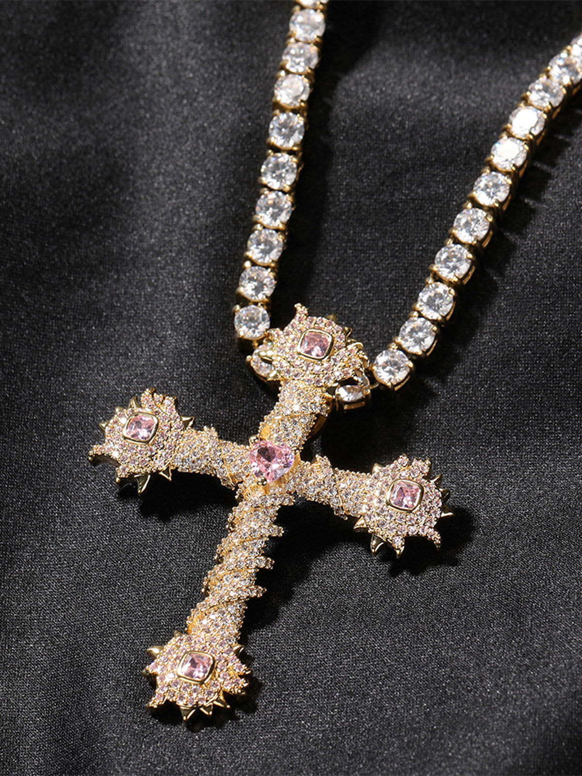 Cross Purple Diamond Necklace