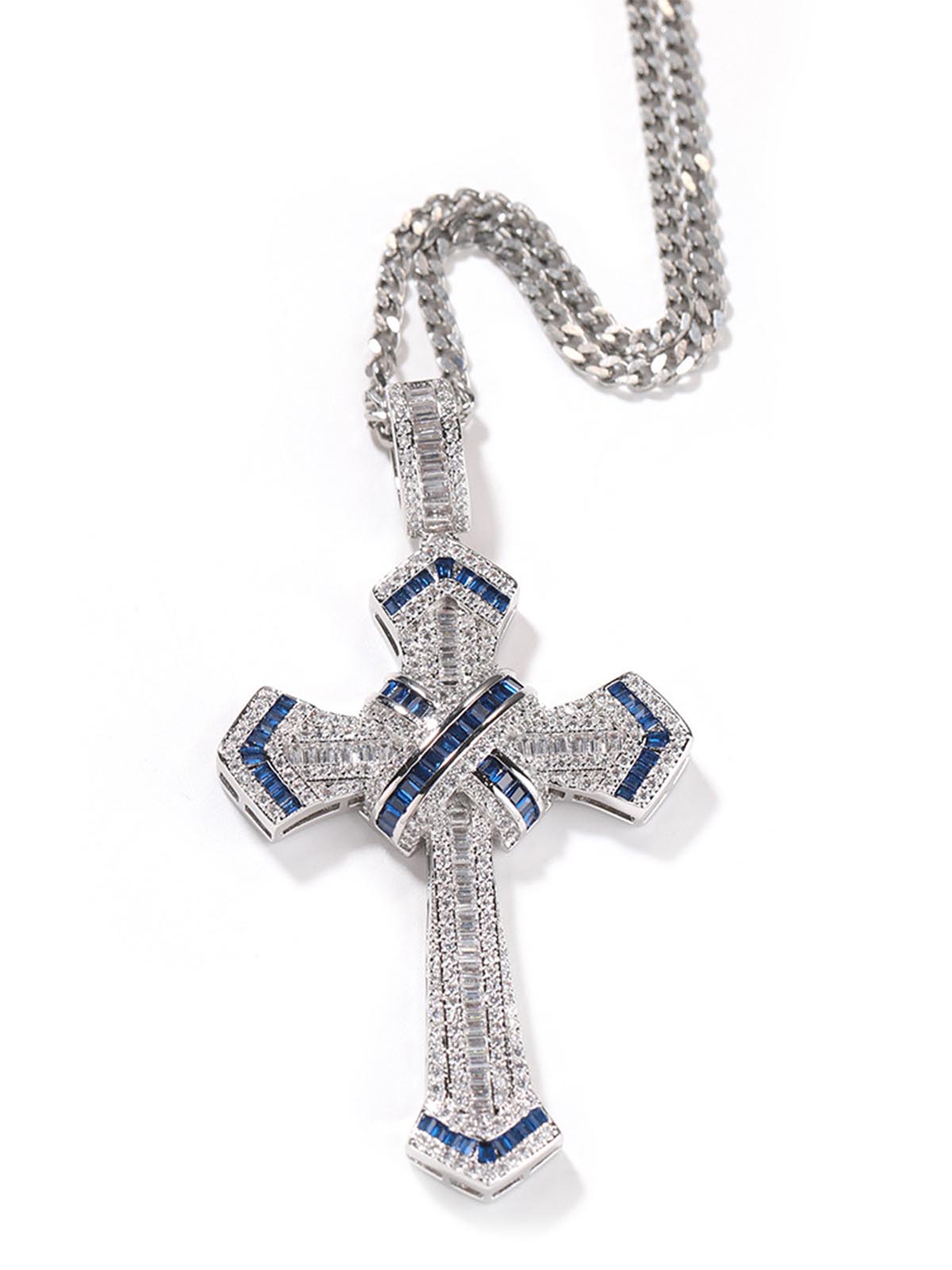 Cross Pendant Copper-Inlaid Zircon Necklace