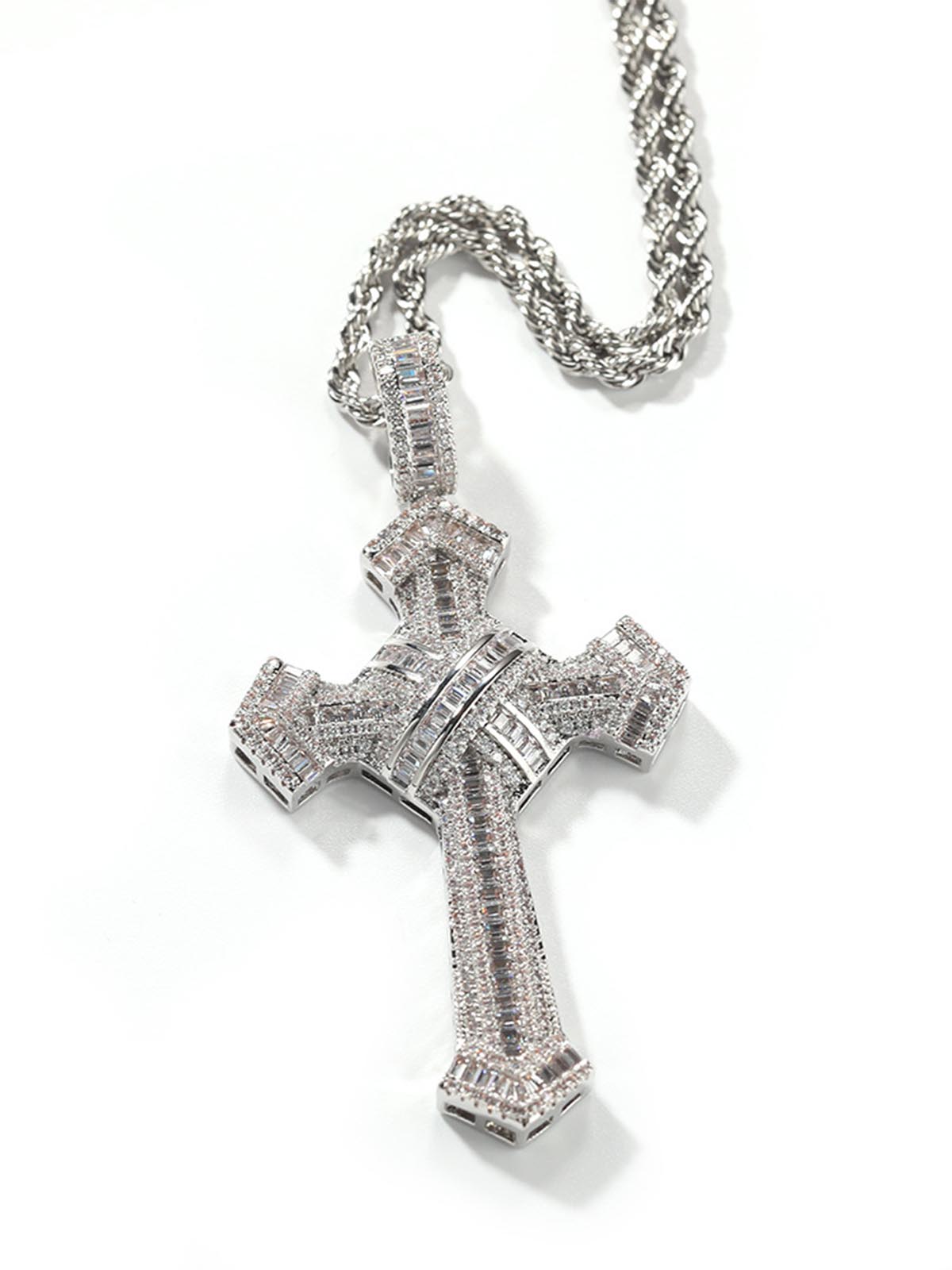 Cross Pendant Copper-Inlaid Zircon Necklace