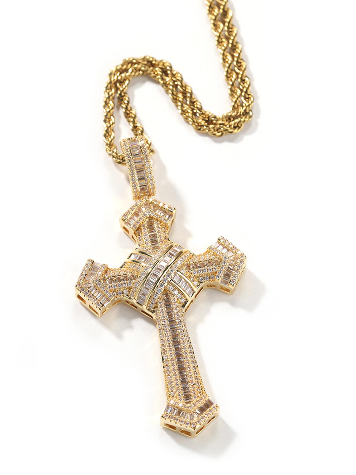 Cross Pendant Copper-Inlaid Zircon Necklace