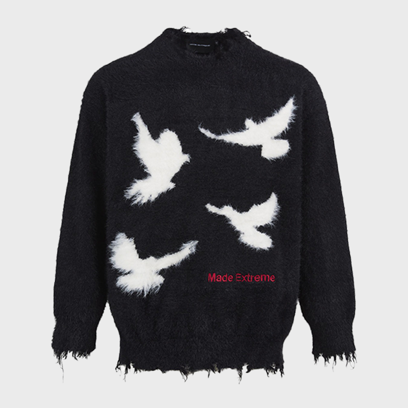 PEACE DOVE NECKLINE DESTRUCTION KNITWEAR