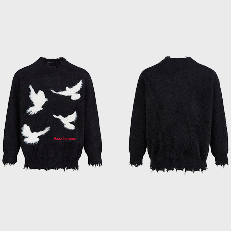 PEACE DOVE NECKLINE DESTRUCTION KNITWEAR