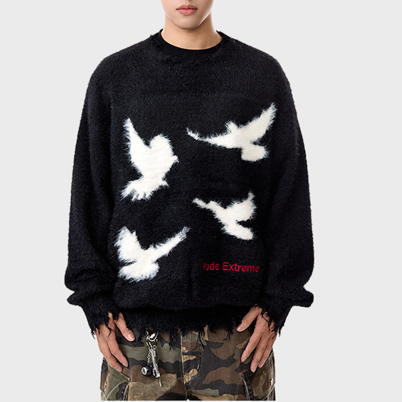 PEACE DOVE NECKLINE DESTRUCTION KNITWEAR