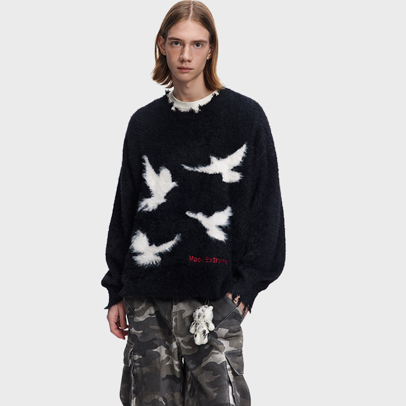 PEACE DOVE NECKLINE DESTRUCTION KNITWEAR