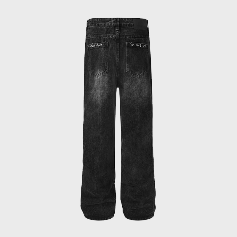 VINTAGE METAL DESIGN BAGGY JEANS