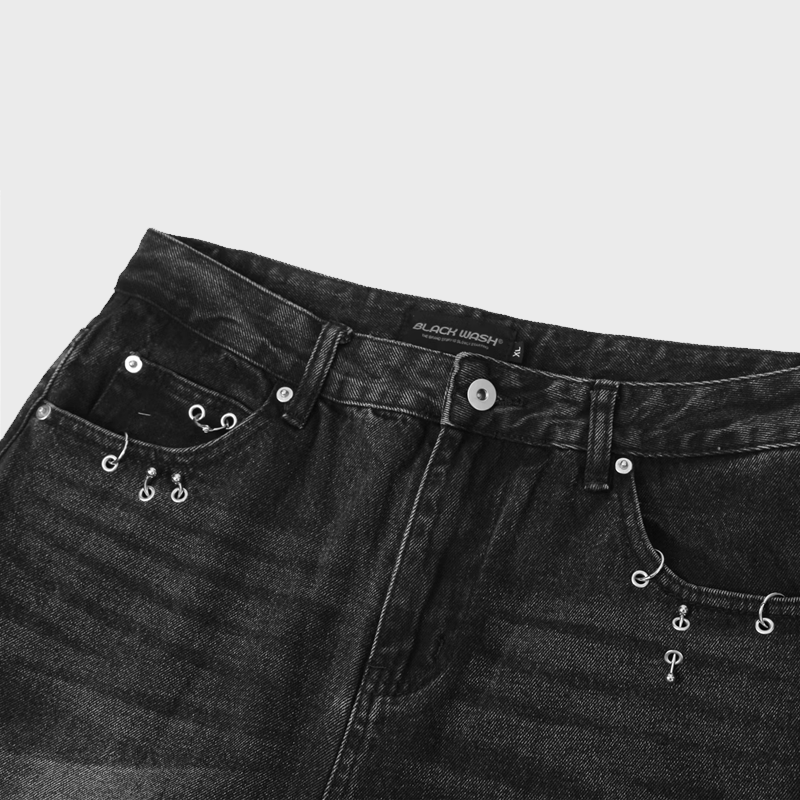 VINTAGE METAL DESIGN BAGGY JEANS