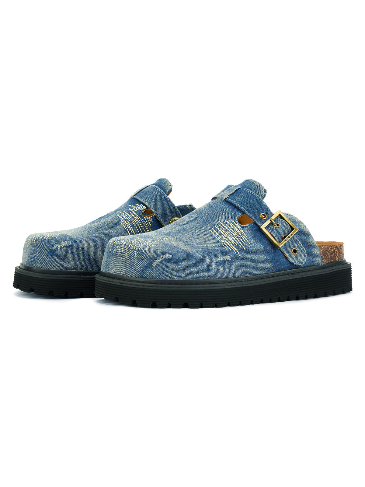 Vintage Denim Embroidered Birkenstocks 3069