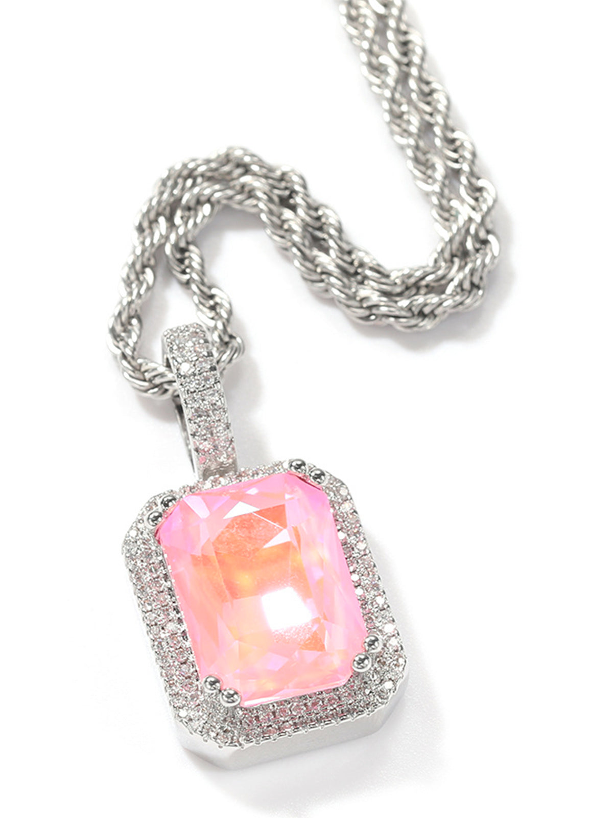 Fluorescent square gemstone Necklace