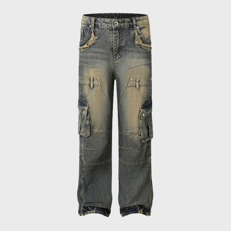 MULTI-POCKET ZIPPER DESIGN JEANS