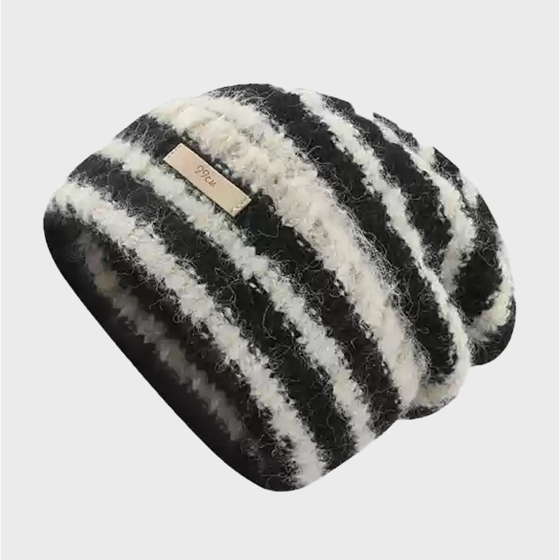 LARGE STRIPED WOOL BEANIE 4033