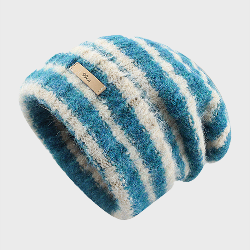 LARGE STRIPED WOOL BEANIE 4033