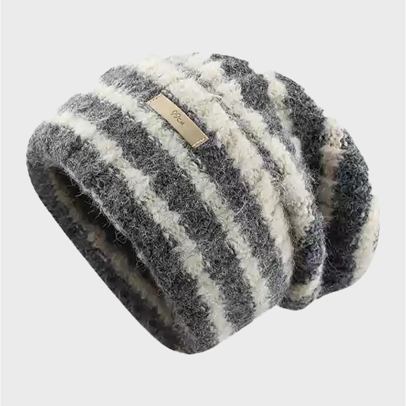 LARGE STRIPED WOOL BEANIE 4033