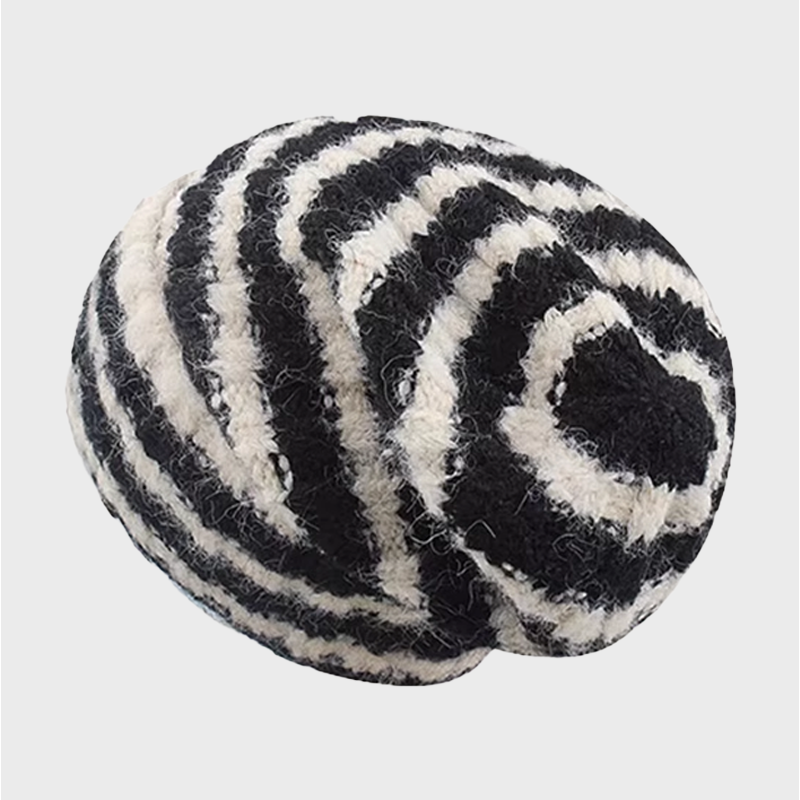 LARGE STRIPED WOOL BEANIE 4033