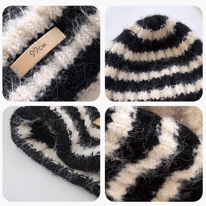 LARGE STRIPED WOOL BEANIE 4033