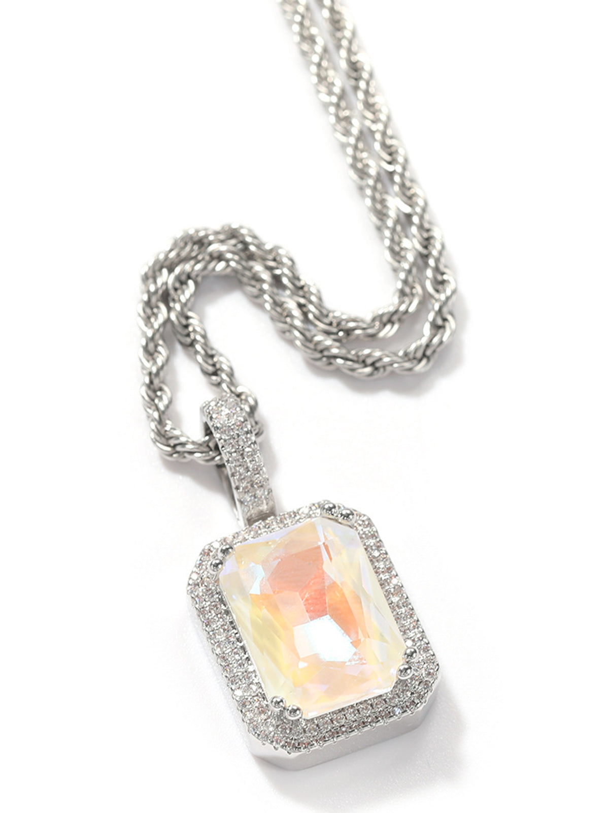 Fluorescent square gemstone Necklace