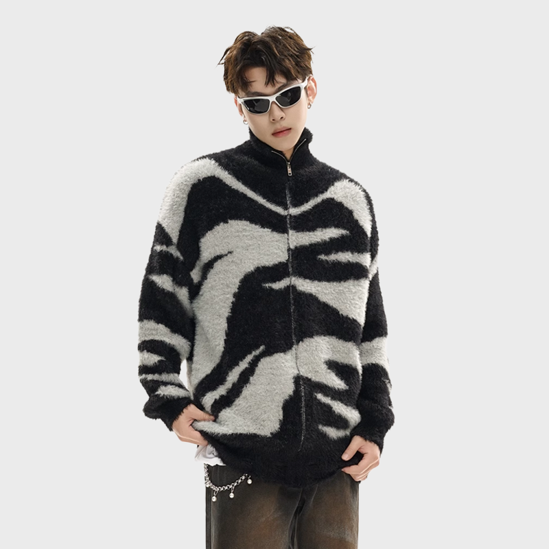 IRREGULAR STRIPED KNITWEAR JACKET