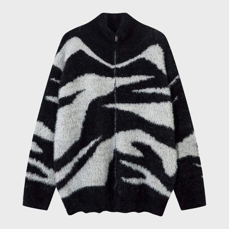 IRREGULAR STRIPED KNITWEAR JACKET