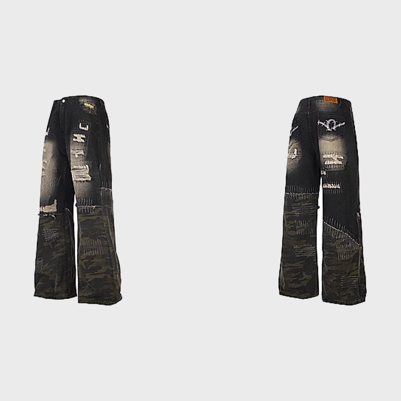 ST DISTRESSED CAMOUFLAGE JEANS 2033