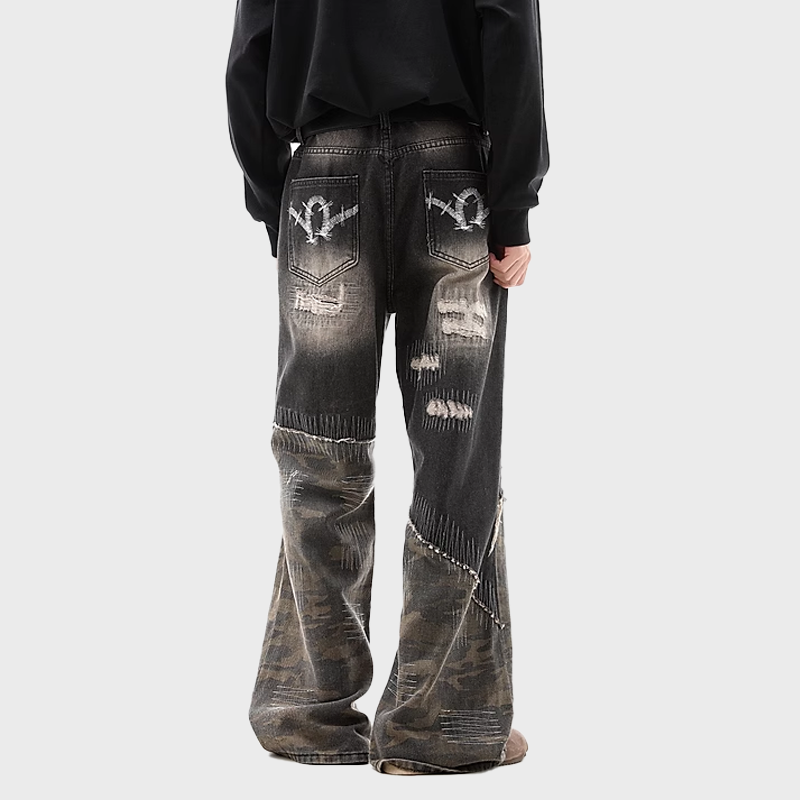 ST DISTRESSED CAMOUFLAGE JEANS 2033