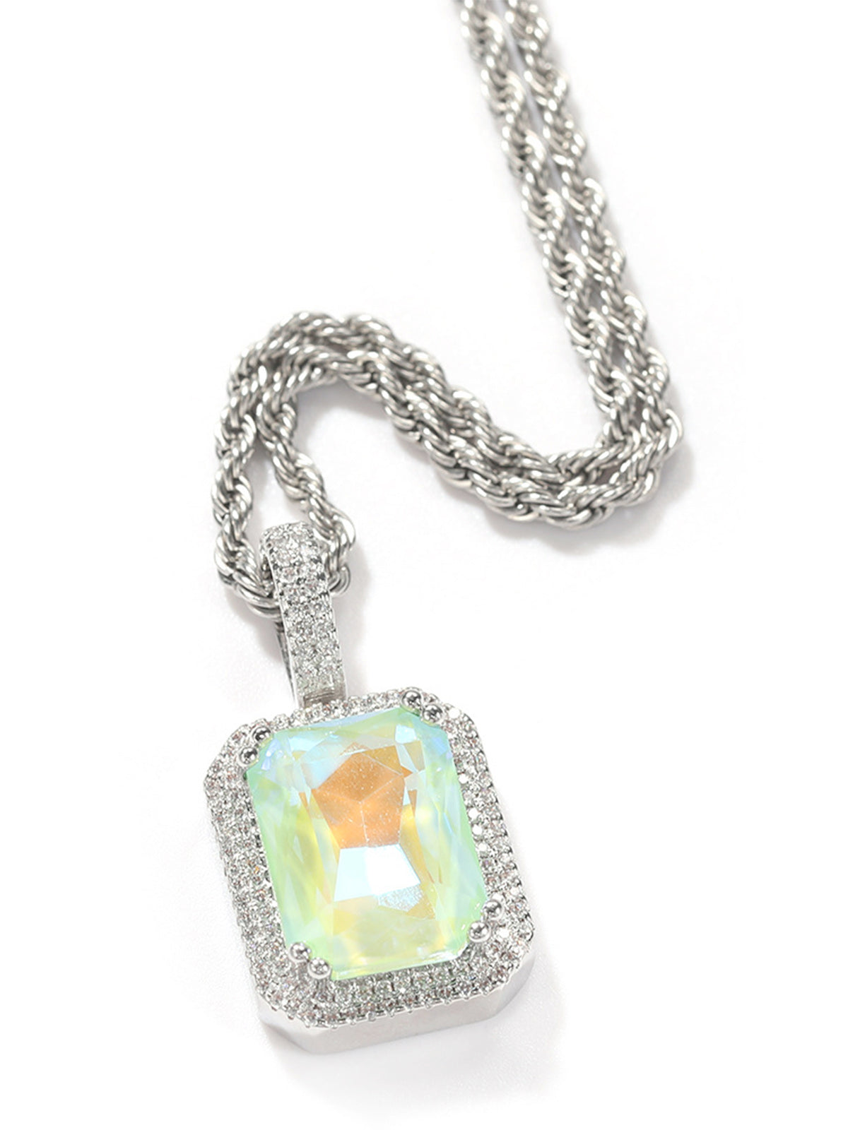 Fluorescent square gemstone Necklace