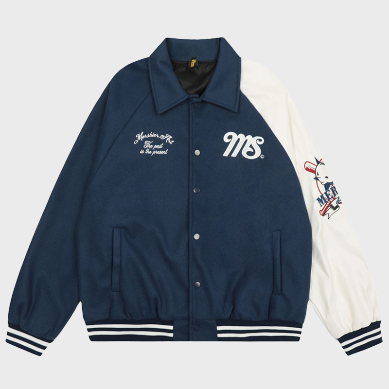 VINTAGE COLOUR BLOCKED BASEBALL JACKET