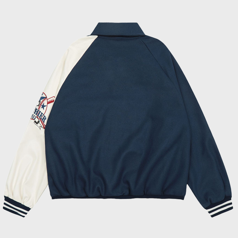 VINTAGE COLOUR BLOCKED BASEBALL JACKET