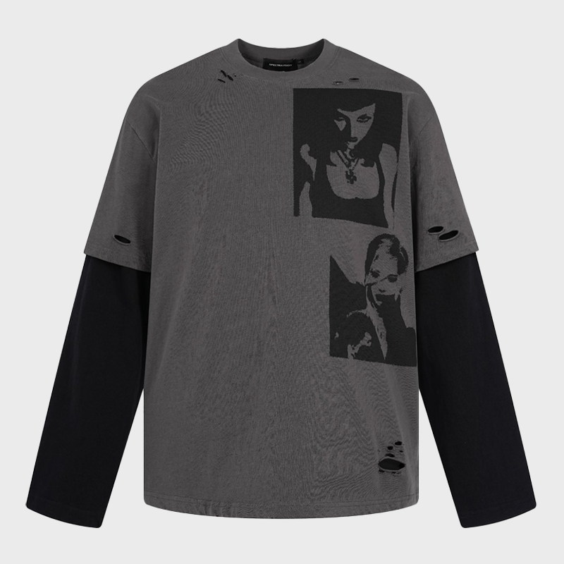 LAYERED-LOOK DARK CHARACTER LONGSLEEVE