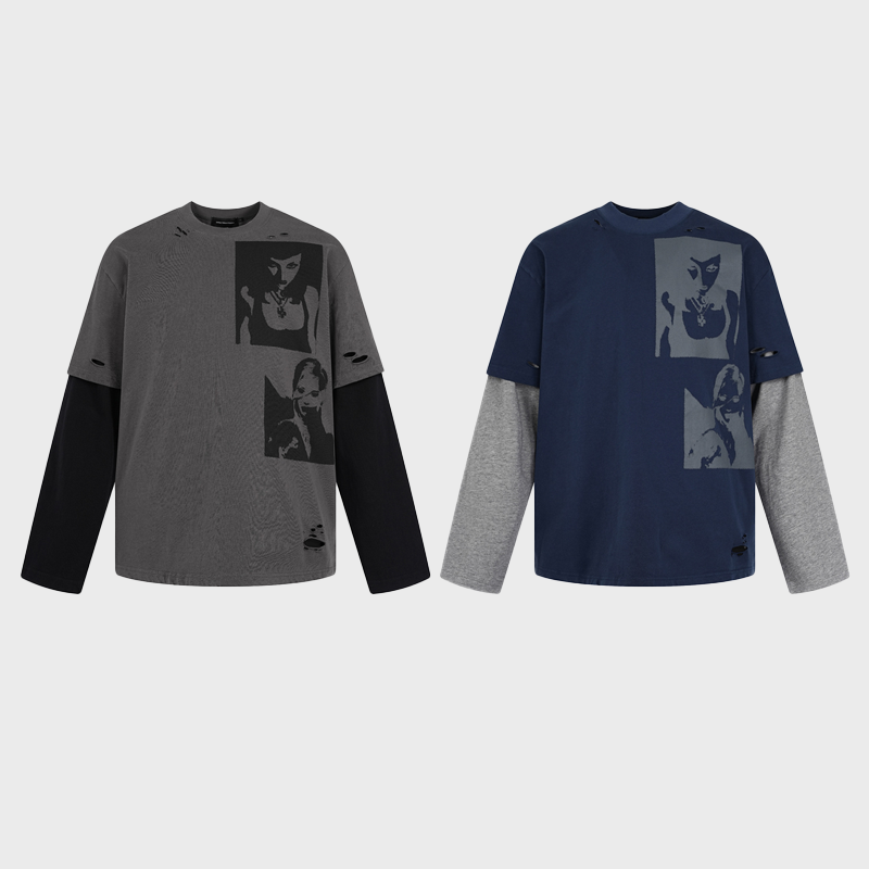 LAYERED-LOOK DARK CHARACTER LONGSLEEVE