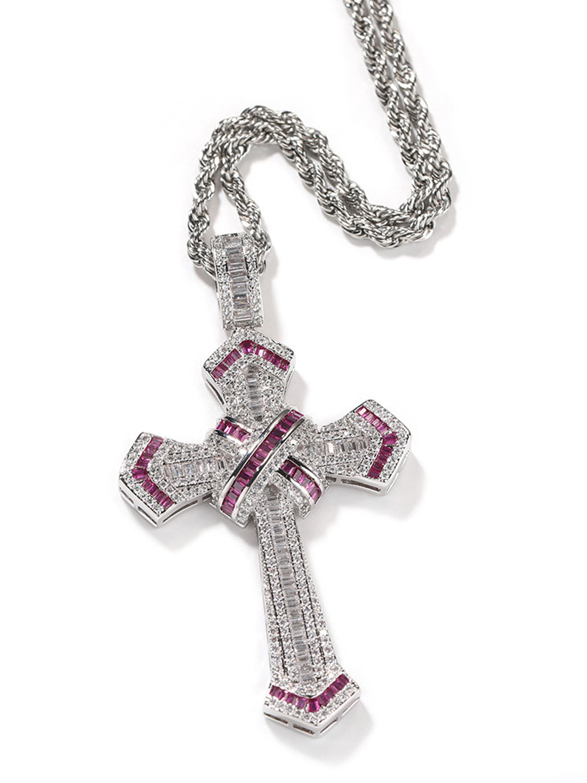 Cross Pendant Copper-Inlaid Zircon Necklace