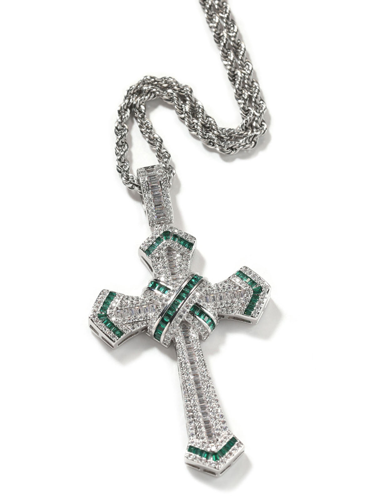 Cross Pendant Copper-Inlaid Zircon Necklace