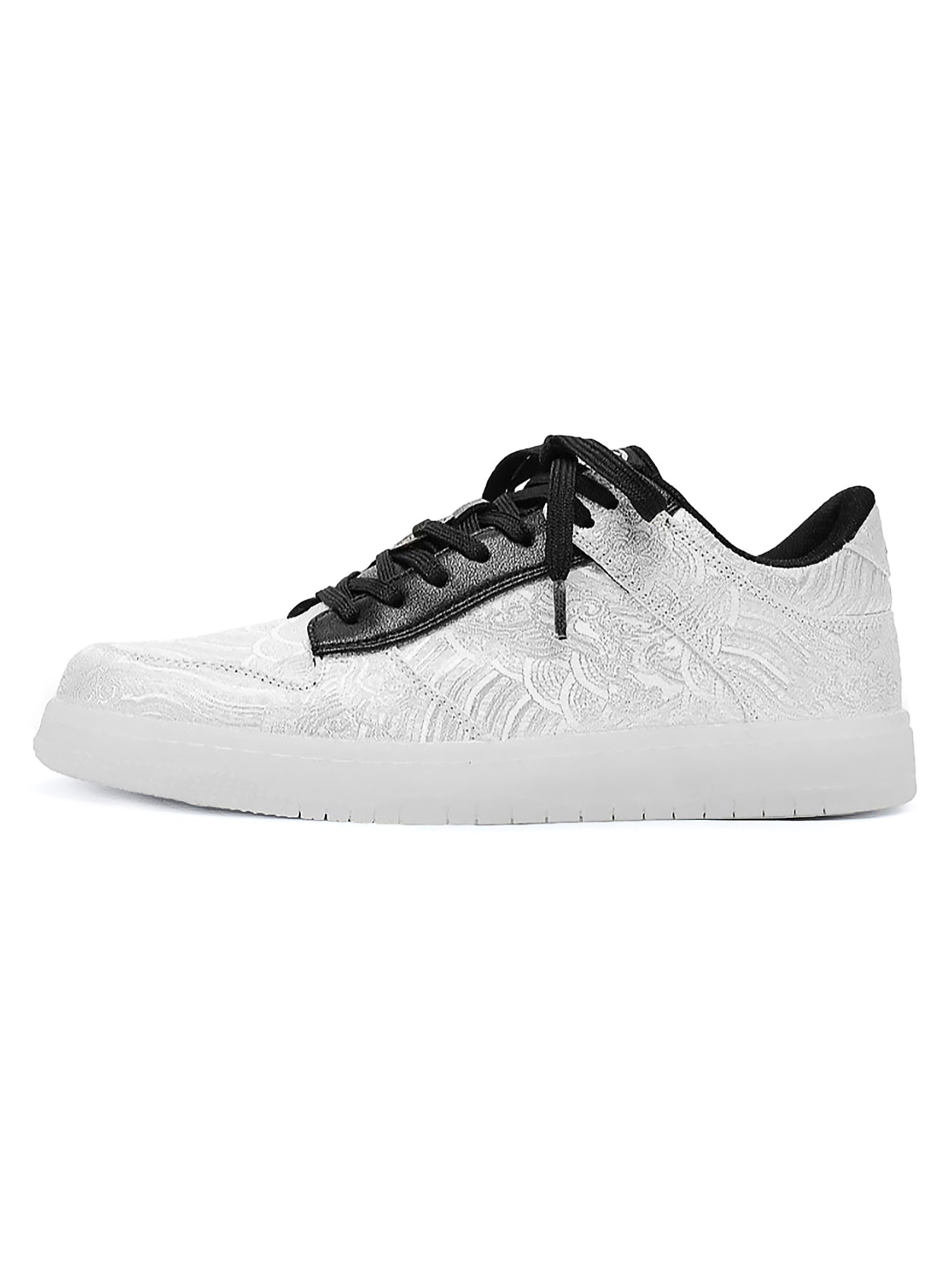 White Silk Embroidered Hip-Hop Sneakers 3002